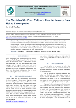 The Messiah of the Poor: Valjean's Eventful Journey from Hell To