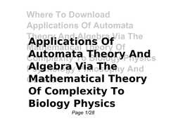 Applications of Automata Theory and Algebra Via The