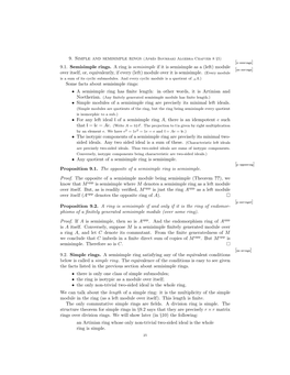 9. Simple and Semisimple Rings 9.1. Semisimple Rings. a Ring Is