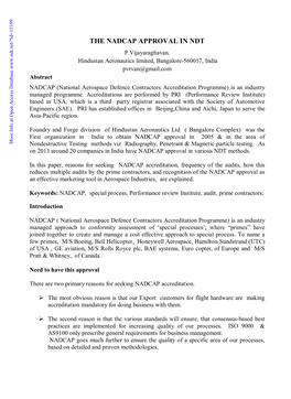 THE NADCAP APPROVAL in NDT P.Vijayaraghavan