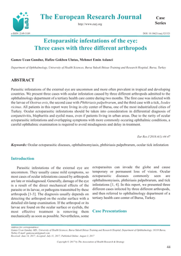 Ectoparasitic Infestations of the Eye: Three Cases with Three Different Arthropods