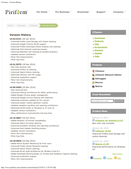 Ccleaner - Version History
