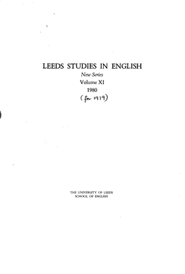 LEEDS STUDIES in ENGLISH New Series Volume XI 1980
