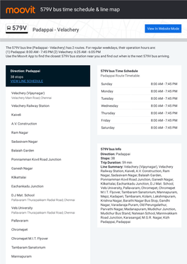 579V Bus Time Schedule & Line Route