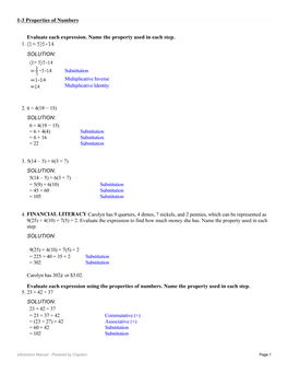 Evaluate Each Expression. Name the Property Used in Each Step. 1