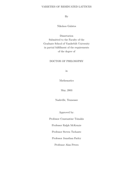 Varieties of Residuated Lattices