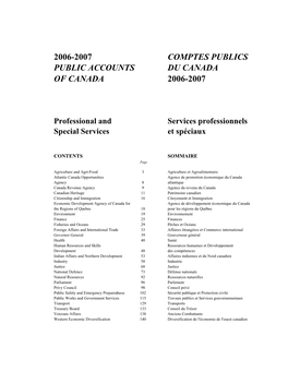 2006-2007 Comptes Publics Public Accounts Du Canada of Canada 2006-2007