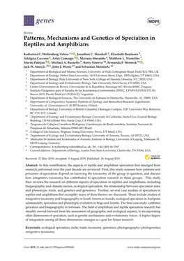 Patterns, Mechanisms and Genetics of Speciation in Reptiles and Amphibians