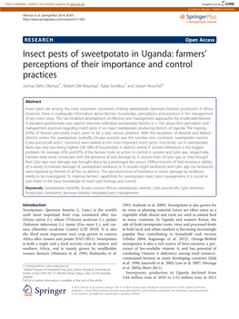 Insect Pests of Sweetpotato in Uganda