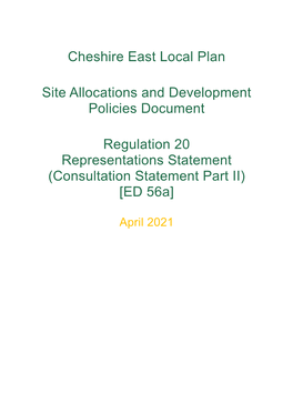 Regulation 20 Representations Statement (Consultation Statement Part II) [ED 56A]
