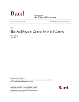 The Devil Figure in Goethe, Boito, and Gounod