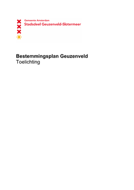 Bestemmingsplan Geuzenveld Toelichting