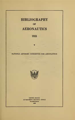 Bibliography of Aeronautics 1925