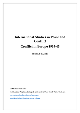 International Studies in Peace and Conflict Conflict in Europe 1935-45