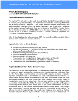 TRAPLINE CH33 (VC1) Land Use Before the La Grande Complex