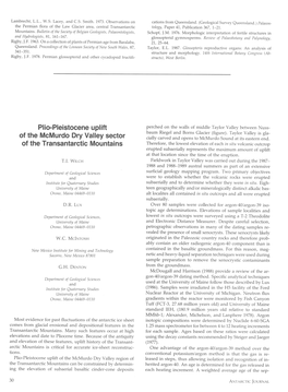 Pilo-Pleistocene Uplift of the Mcmurdo Dry Valley Sector of The