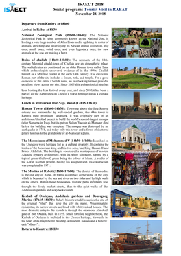 ISAECT 2018 Social Program: Tourist Visit in RABAT November 24, 2018