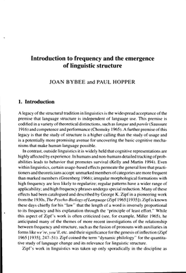 Introduction to Frequency and the Emergence of Linguistic Structure