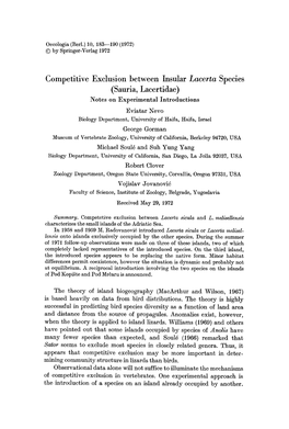 Competitive Exclusion Between Insular