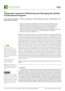 Information System for Monitoring and Managing the Quality of Educational Programs