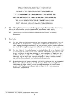 Explanatory Memorandum to the Northumberland