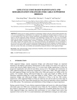 Life-Cycle Cost Based Maintenance and Rehabilitation Strategies for Cable Supported Bridges