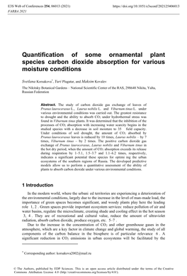 Quantification of Some Ornamental Plant Species Carbon Dioxide Absorption for Various Moisture Conditions