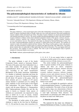 The Palynomorphological Characteristics of Anthemis in Albania