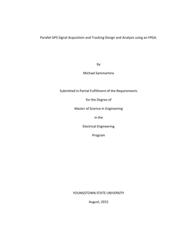 Parallel GPS Signal Acquisition and Tracking Design and Analysis Using an FPGA