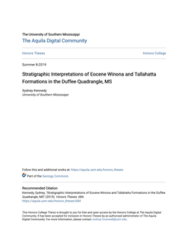 Stratigraphic Interpretations of Eocene Winona and Tallahatta Formations in the Duffee Quadrangle, MS