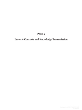 Part 5 Esoteric Contexts and Knowledge Transmission