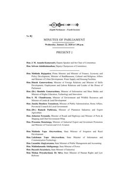 Minutes of Parliament Present