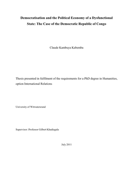 The Case of the Democratic Republic of Congo