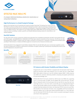 Dti5722 NUC Mini PC a Compact Dedicated Desktop Solution for Stand Alone Or Networked Initiatives