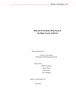 Midcoast Groundwater Study Phase III, San Mateo County, California