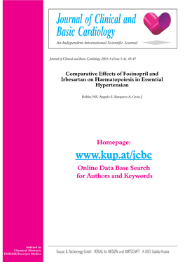 Comparative Effects of Fosinopril and Irbesartan on Haematopoiesis in Essential Hypertension