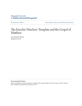 The Enochic Watchers' Template and the Gospel of Matthew