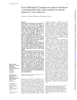 Liver Infiltrating T Lymphocytes Express Interferon Γ and Inducible