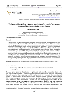 (De)Legitimizing Violence: Gendering the Arab Spring - a Comparative Analysis of Institutions in Egypt and Tunisia