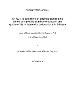 An RCT to Determine an Effective Skin Regime Aimed at Improving Skin Barrier Function and Quality of Life in Those with Podoconiosis in Ethiopia