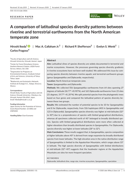 A Comparison of Latitudinal Species Diversity Patterns Between Riverine and Terrestrial Earthworms from the North American Temperate Zone