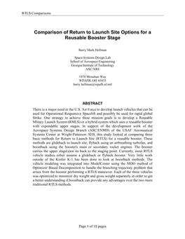 Comparison of Return to Launch Site Options for a Reusable Booster Stage