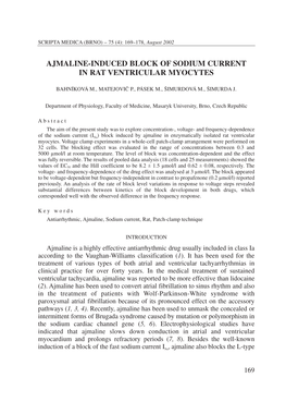 Ajmaline-Induced Block of Sodium Current in Rat Ventricular Myocytes