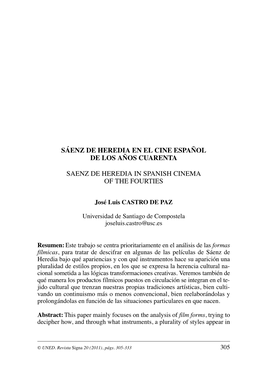 Sáenz De Heredia En El Cine Español De Los Años Cuarenta