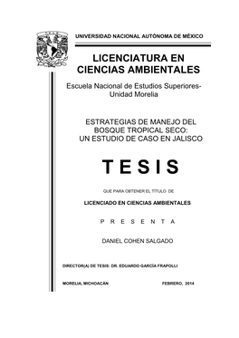 Tesis: Estrategias De Manejo Del Bosque Tropical Seco