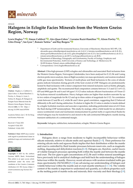 Halogens in Eclogite Facies Minerals from the Western Gneiss Region, Norway