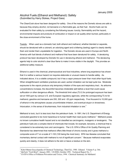 Alcohol Fuels (Ethanol and Methanol): Safety (Submitted by Harry Stokes, Project Gaia)