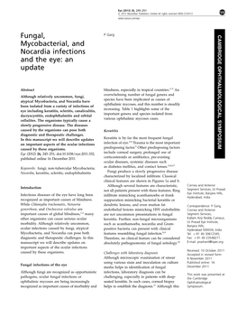 Fungal, Mycobacterial, and Nocardia Infections and The