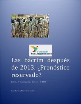 Las Bacrim Despue S De 2013. ¿Prono Stico Reservado?