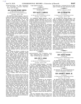 CONGRESSIONAL RECORD— Extensions of Remarks E437 HON